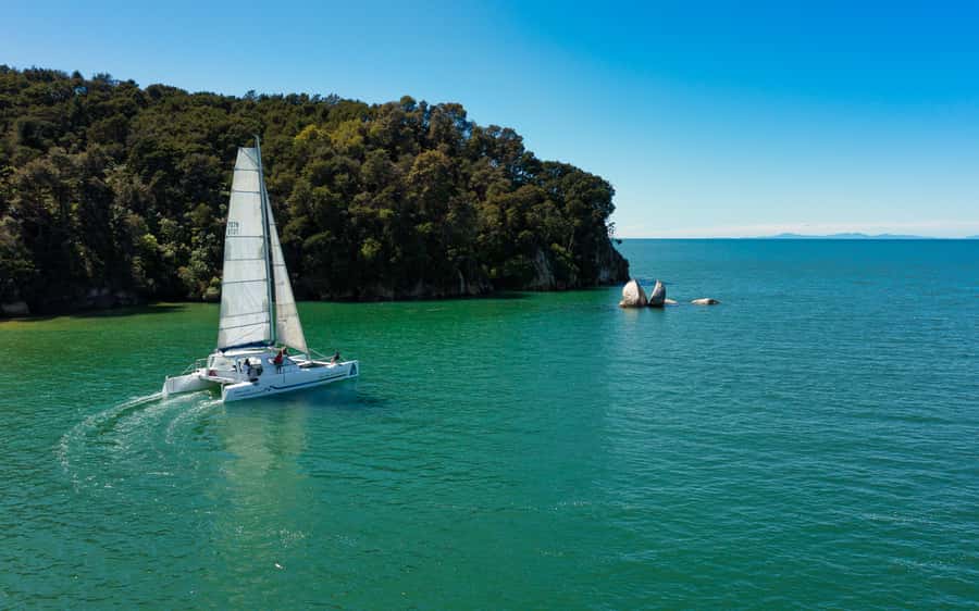 Abel Tasman National Park: Cruise, Walk & Sailing Tour - Boarding the yacht at 1:30pm: sailing back through fur seal country