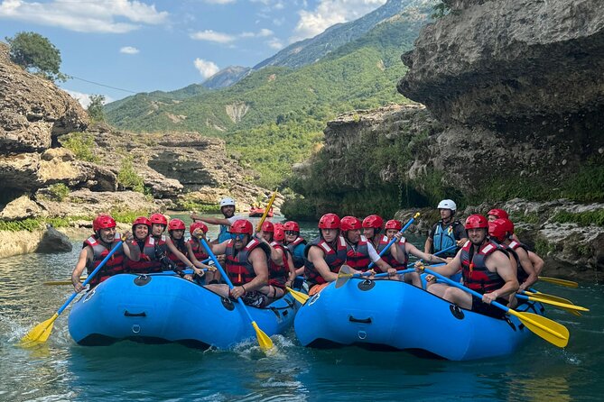 Guided Rafting Tour - Vjosa River National Park - Permet, Albania - The swim and light snack break on a quiet riverbank