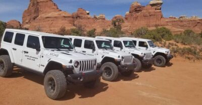Morning Arches National Park 4x4 Tour - Your Jeep ride: enclosed, A/C, and built for rougher tracks
