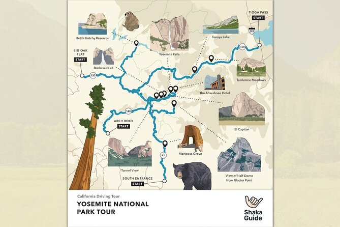 Yosemite National Park Self-Guided Audio Tour - The route starts near Groveland and keeps looping back to the good stuff
